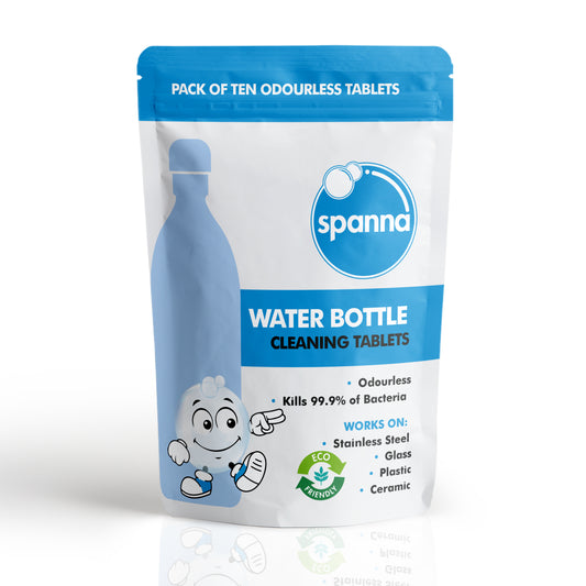 Spanna: Water Bottle Cleaning Tablets - x10 - Removes Tough Stains and Odors - Steel, Glass, Mugs, all Plastics + Eco Friendly - water bottle cleaner, water bottle cleaning